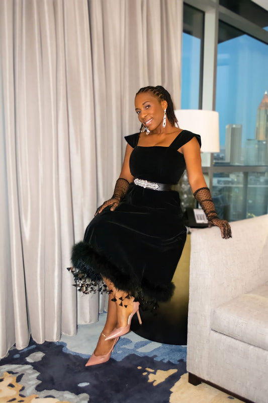 ATL'S Finest Black Suede Party Gown