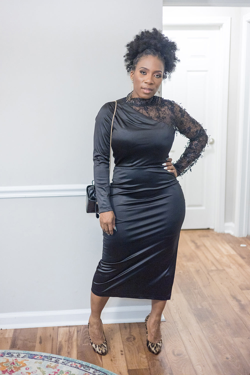 black netted dress Black Net Long Sleeve Fitted Dress 26047